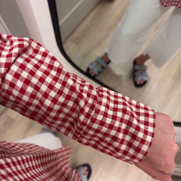 Abercrombie & Fitch Red Gingham Button Down Shirt - Picture 3 of 5